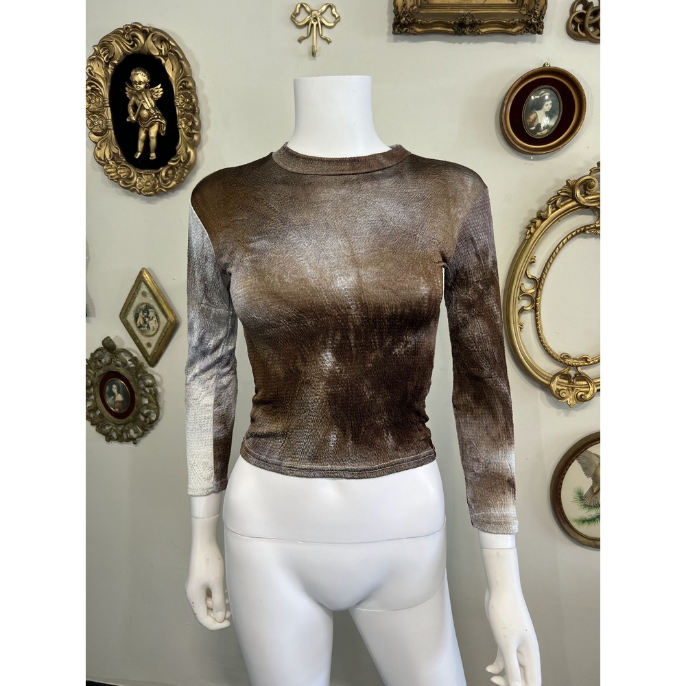 Cheryl Creations Vintage Brown Ombre Long-Sleeve Top Size M
